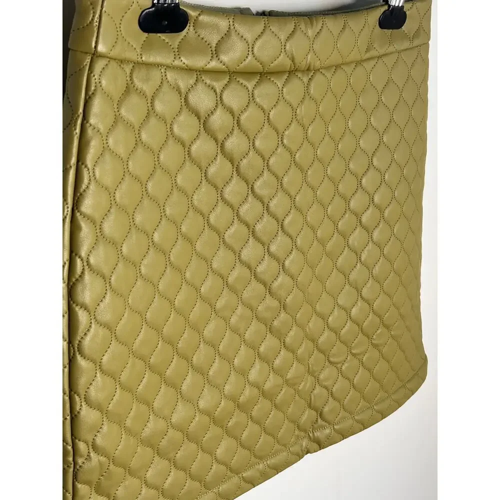 Greylin Sandra Quilted Vegan Leather Jacket & Mini Skirt Algae Green Set M